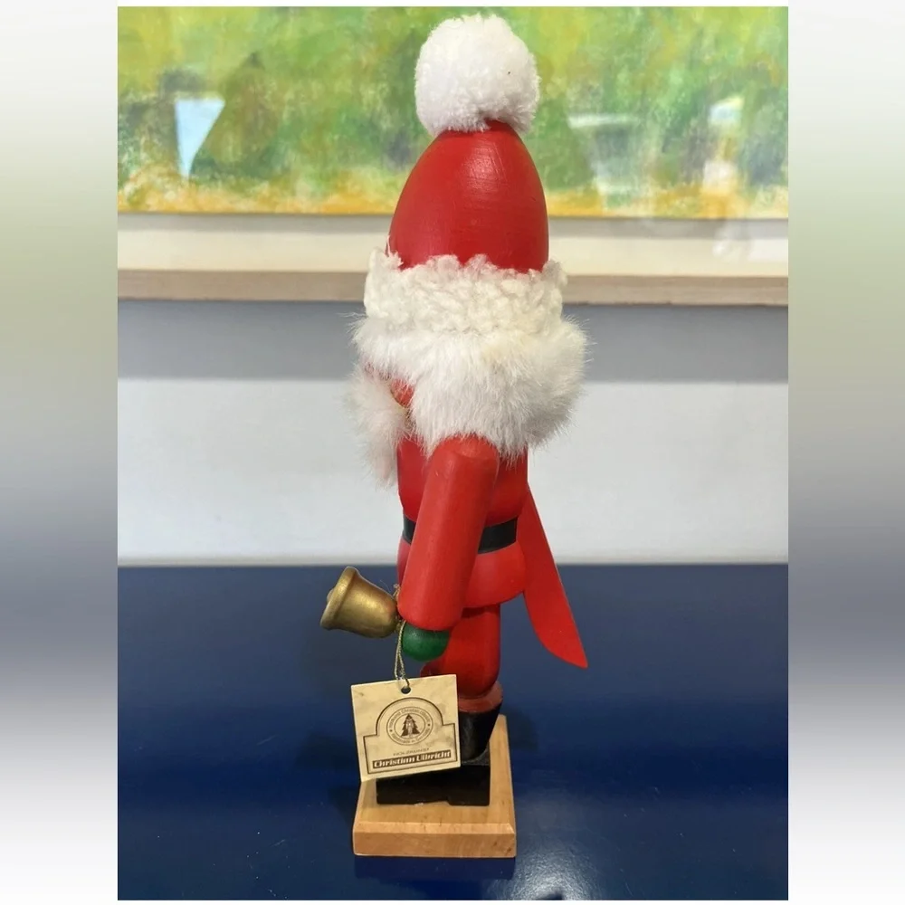 Holzkunst Christian Ulbricht Santa Nutcracker Bell Hangtag West Germany Vintage